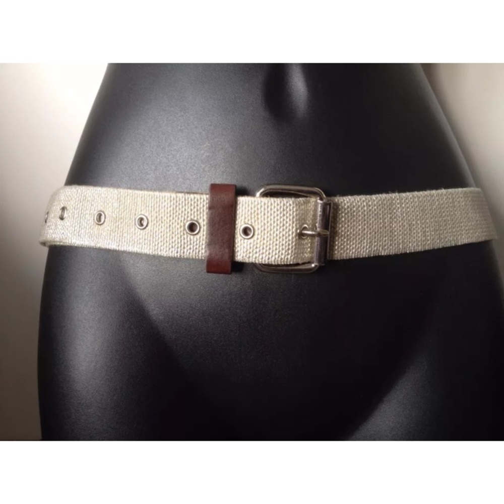 BCBGENERATION BELT STRETCH CANVAS SILVER BROWN